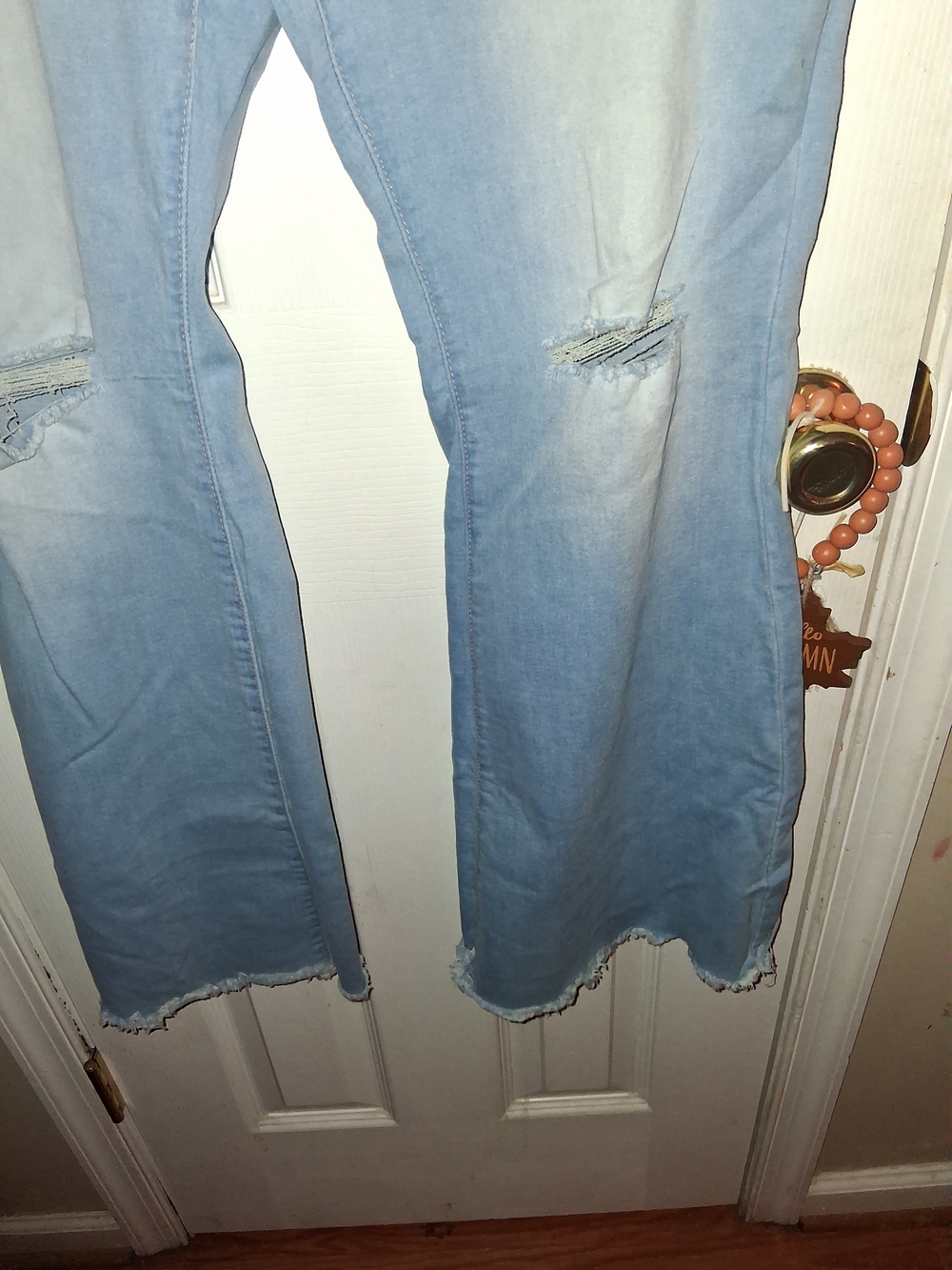 YMI Light Blue Distressed Flare Jeans - Picture 3 of 6